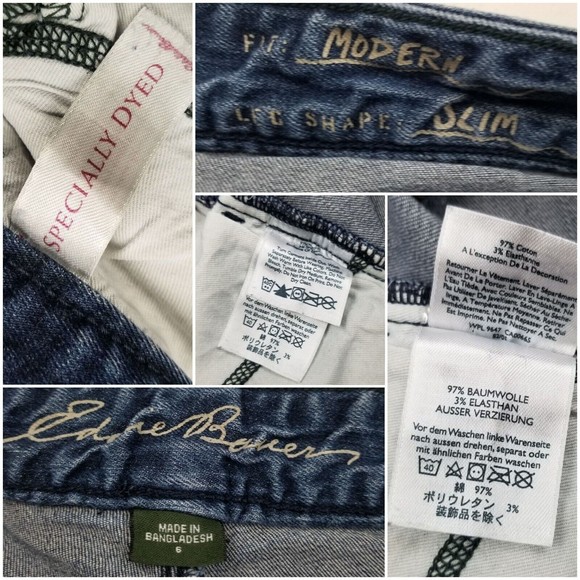 Eddie Bauer Women Sz 6 Jeans Dark Blue Modern Skinny Leg Pockets Zippers W32 L32 - Picture 4 of 12